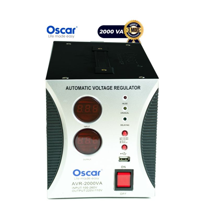 REGULATEUR DE TENSION - 2000 VA - OSCAR - 6 MOIS |GLOTELHO