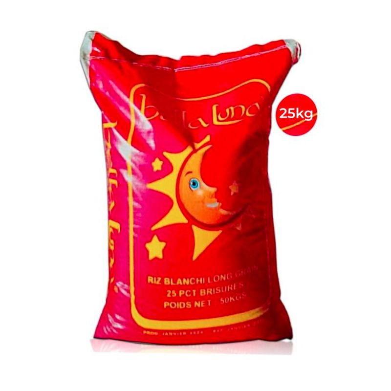 Sac de 25 kg du riz Bella Luna 25% de Brisure en vente sur Glotelho