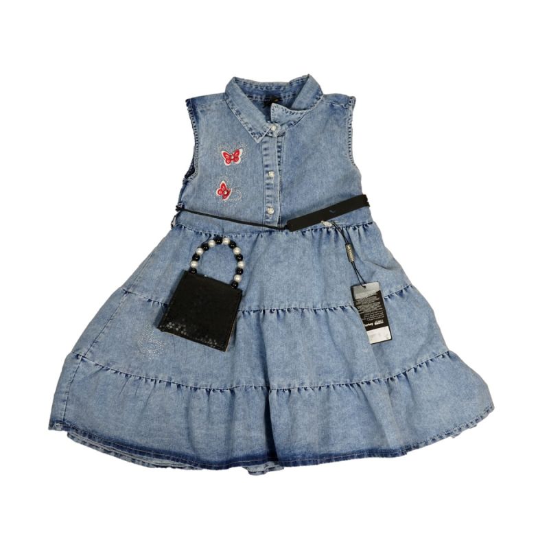 Robe en Jean avec Ceinture et Sac Noir au prix Cameroun