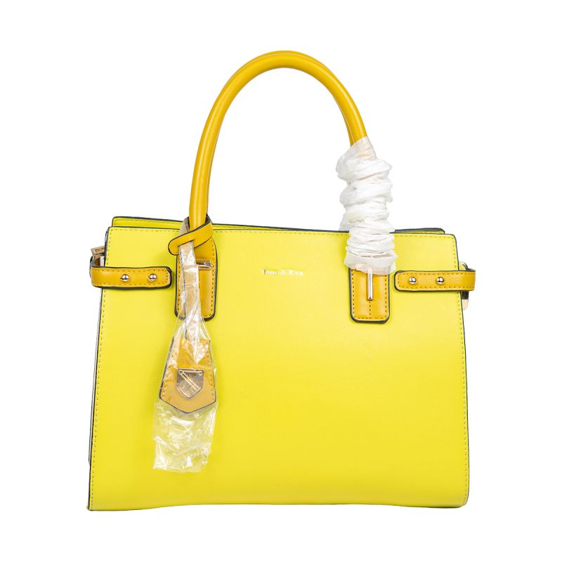 Tom&Eva - Sac à main jaune pour femme - Avec bandoulière - Similicuir, fermeture zippée