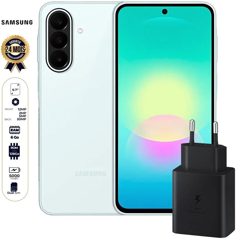 Samsung Galaxy A27 5G - 128 Go - 6 Go RAM -  6,7" - 50 MP - 5 000 mAh - Garantie 24 Mois + Boitier de recharge original Samsung Type-C 25W Fast charger
