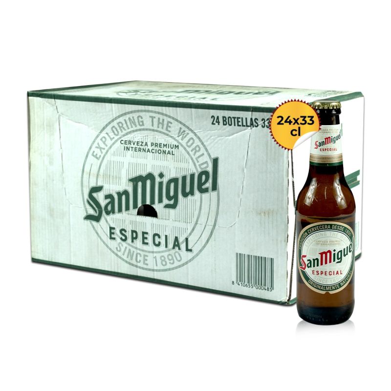 San Miguel ESPECIAL 33CL – Carton de 24 Bouteilles – Bière Premium 5,4% Vol