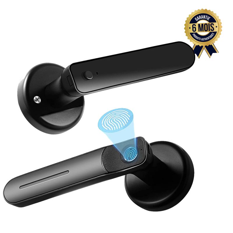 Serrure de porte à empreintes digitales Prix en fcfa - Serrure de porte sans clé intelligente - Facile à installer - 6 Mois | Glotelho Cameroun