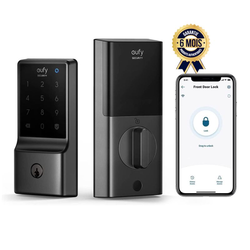 Serrure de porte intelligente sans clé Prix en fcfa - Eufy C210 - 5 en 1 - WiFi intégré - Aucun pont requis - Installation facile - Clavier à écran tactile| Glotelho Cameroun