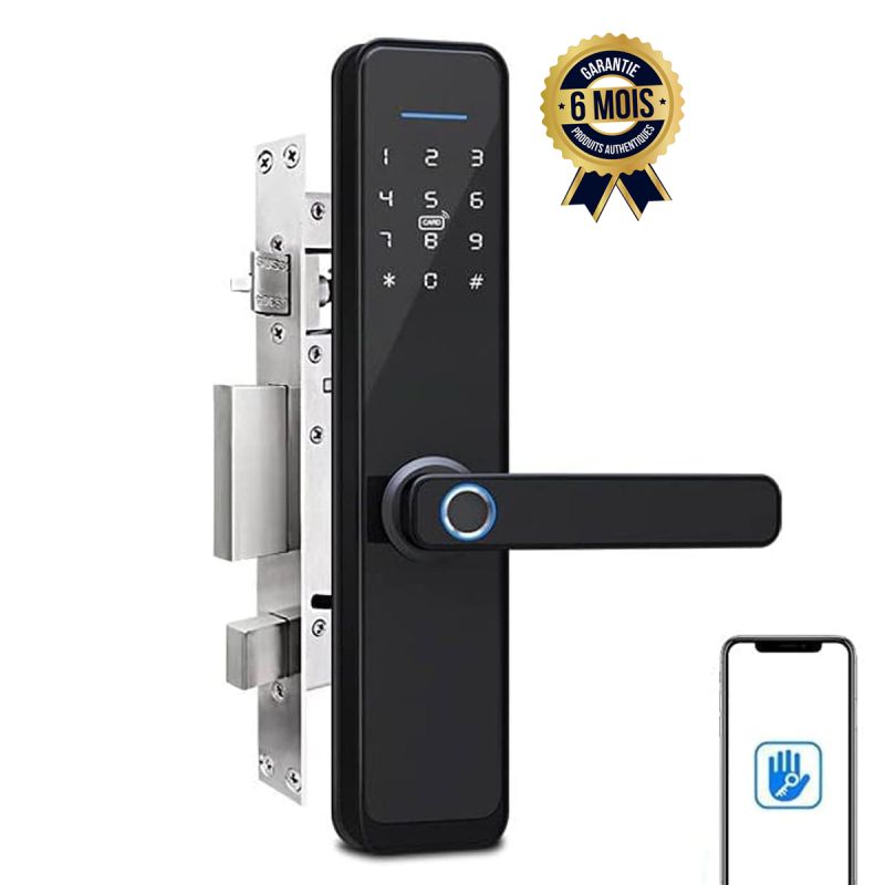 Serrure de porte numérique - Smart Lock Bluetooth - Fonctionne avec Alexa - Besoin d'une passerelle supplémentaire - Avec poignée réversible - 6 Mois