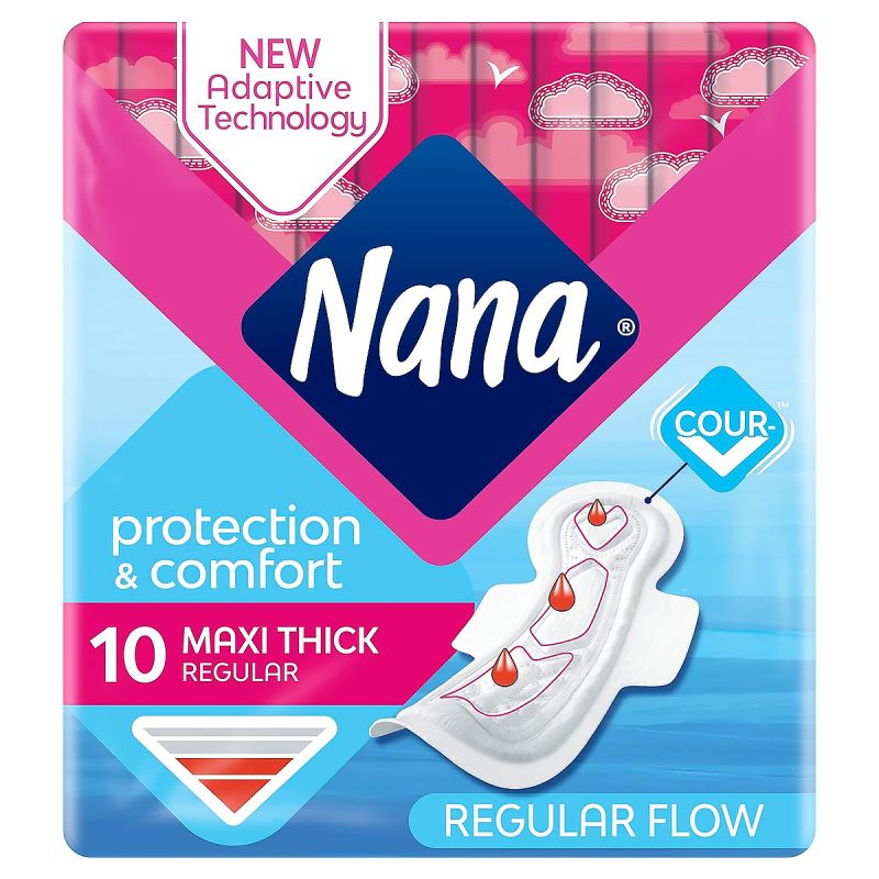 Serviettes hygiéniques Nana - Maxi Normal avec ailettes - flux régulier 10 unités - prix Cameroun