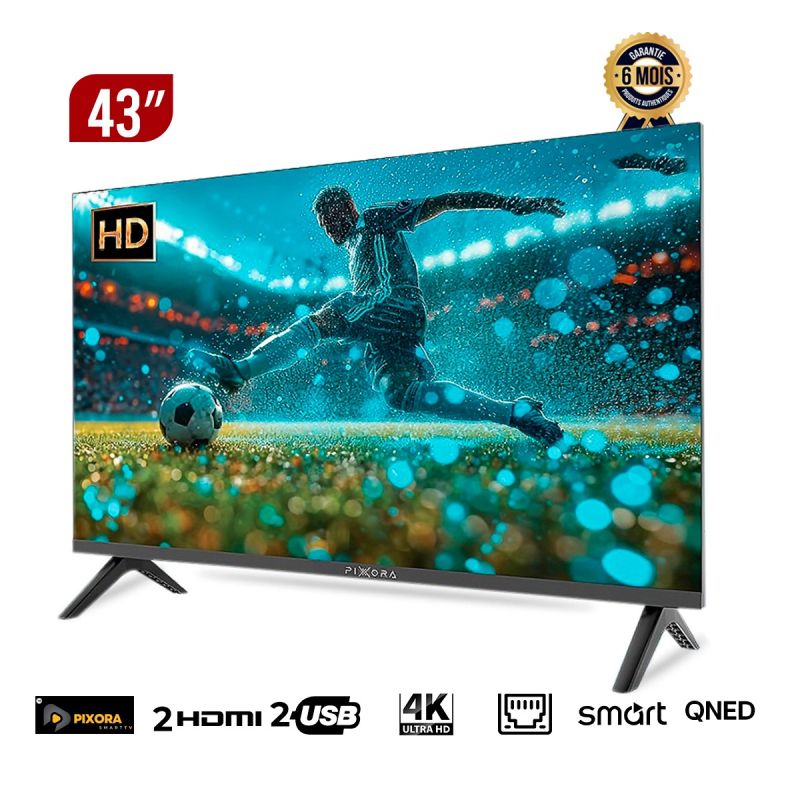 Smart TV Pixora 43 Pouces, Full HD; Android Tv, garantie 6 mois, Prix Cameroun.