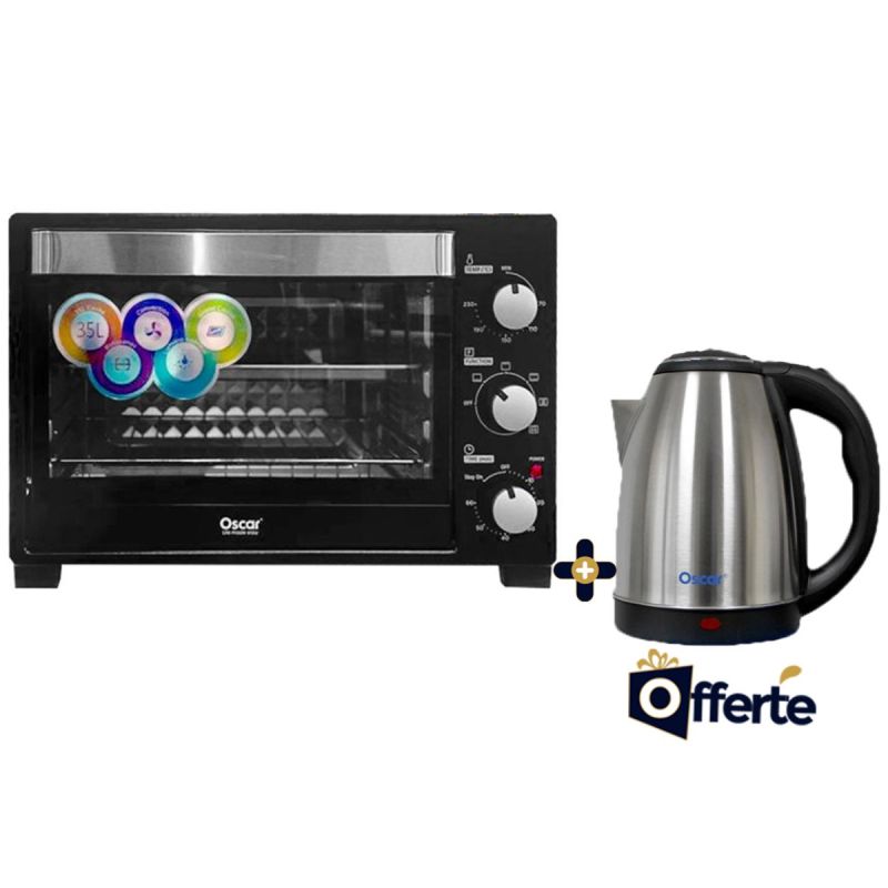 Four électrique avec grill et rôtissoire - Oscar - 1500 watts - 35 Litres + Bouilloire - 1500W - 2L| Glotelho Cameroun