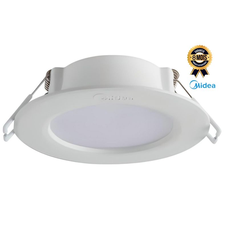 Spot encastrable LED Midea 8W Prix - Surface ronde - 6500K - Cadre Blanc| Glotelho Cameroun
