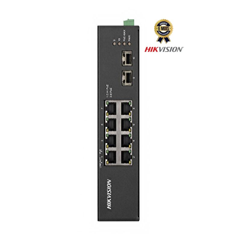 Switch PoE 6 ports + 3 ports PoE gigabit + 1 port HI-PoE Gigabit + 2 ports fibre Gigabit SFP - Hikvision DS-3T0506HP-E/HS - 6 Mois