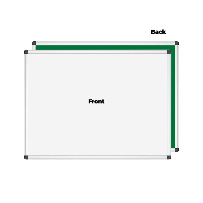 Tableau Blanc magnétique double face sans support - 60 x 90 cm (un côté blanc utilisable avec marqueur et un côté vert utilisable avec craie)