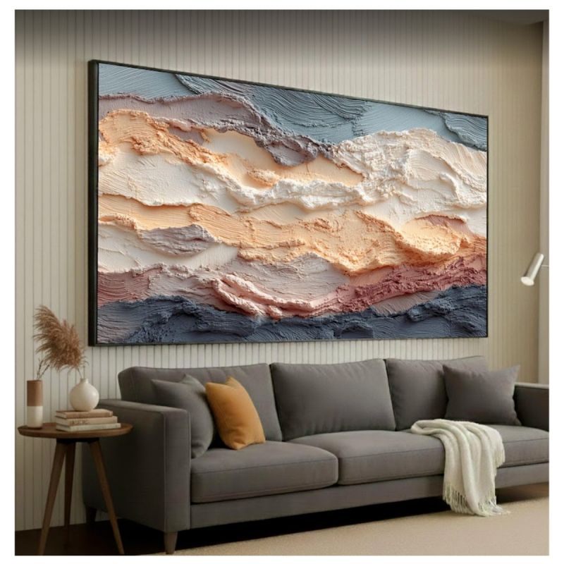 Tableau Décoratif Effet 3D Argiles Couleurs, Toile Murale Abstraite avec Cadre en Bois Massif, prix Cameroun.