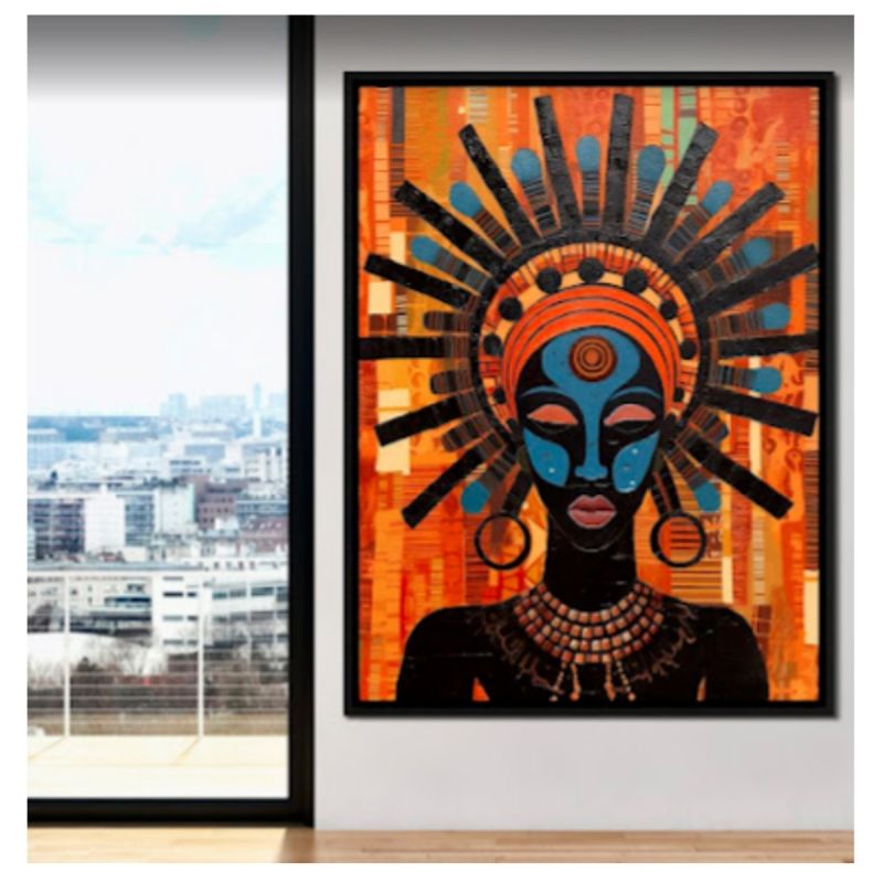 Tableau décoratif Masque tribal 06 - Toile imprimée Ultra HD, vendue sur Glotelho Cameroun.