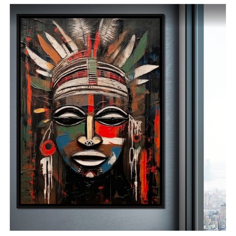 Tableau décoratif Masque tribal 14 - toile Ultra HD, vendu sur Glotelho Cameroun.