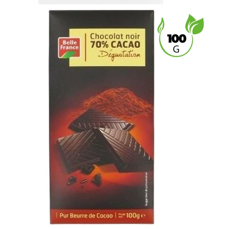Chocolat Noir 70% Cacao Dégustation Belle France – Tablette 100 g
