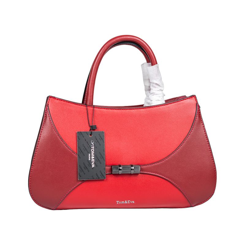 Tom&Eva - Sac à Main rouge pour femme - Synthétique, fermeture zippée