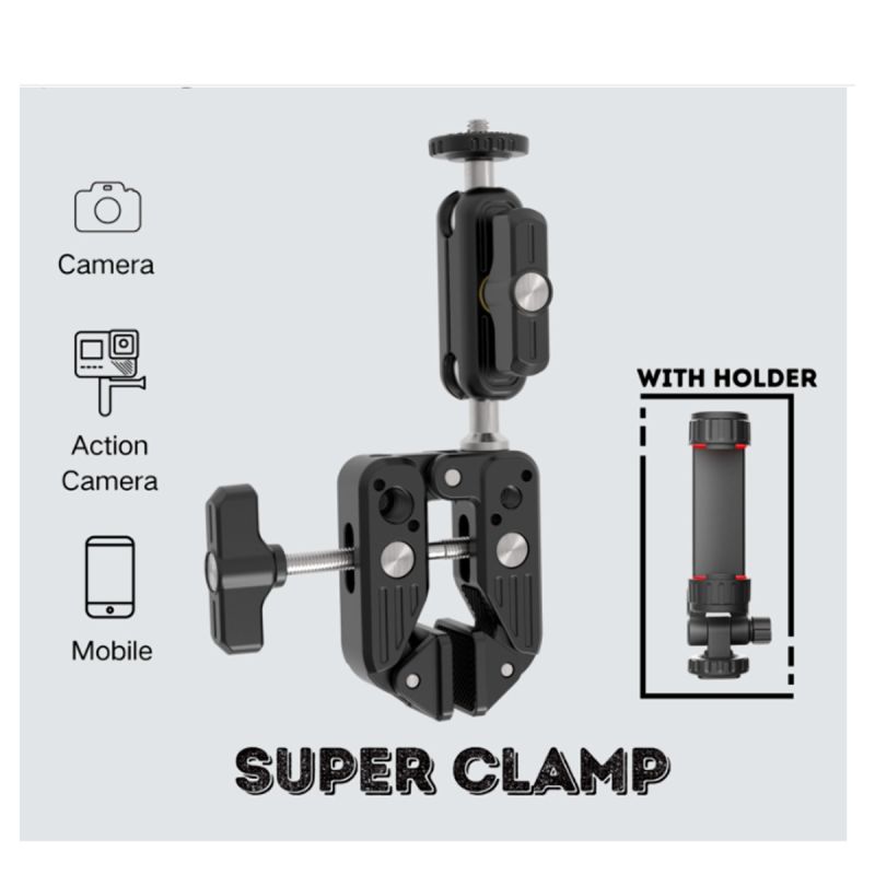 Trépied 3-en-1 - JMARY MS-90 – Perche d’extension et poignée – Compatible smartphones, Caméras d’action et appareils photo (Vis 1/4")