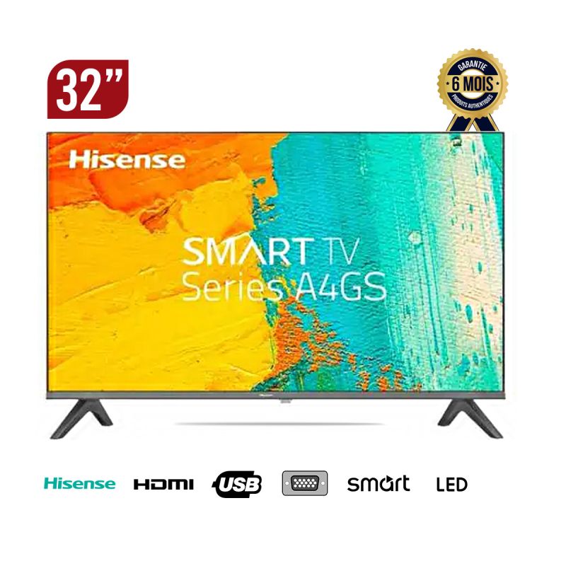  TV Hisense - 32 pouces - SMART - 32A4GS - HD Ready - VIDAA U5.0 - Noir - 06 Mois de garantie. |Glotelho   Cameroun