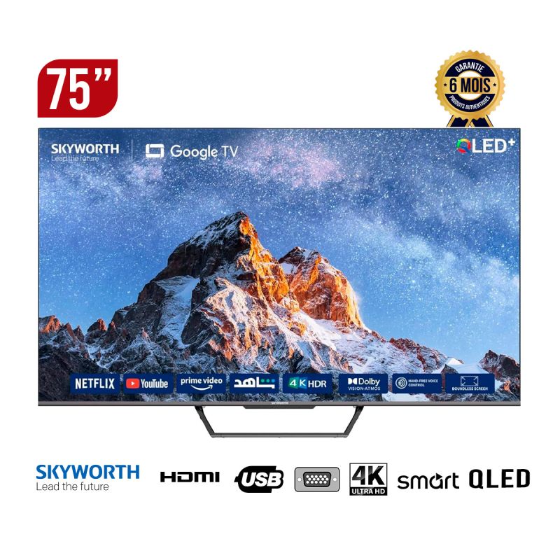 TV Smart - SKYWORTH - 75SUC8100 - 75 Pouces - 4K - Noir - 6 Mois De Garantie |Glotelho Cameroun