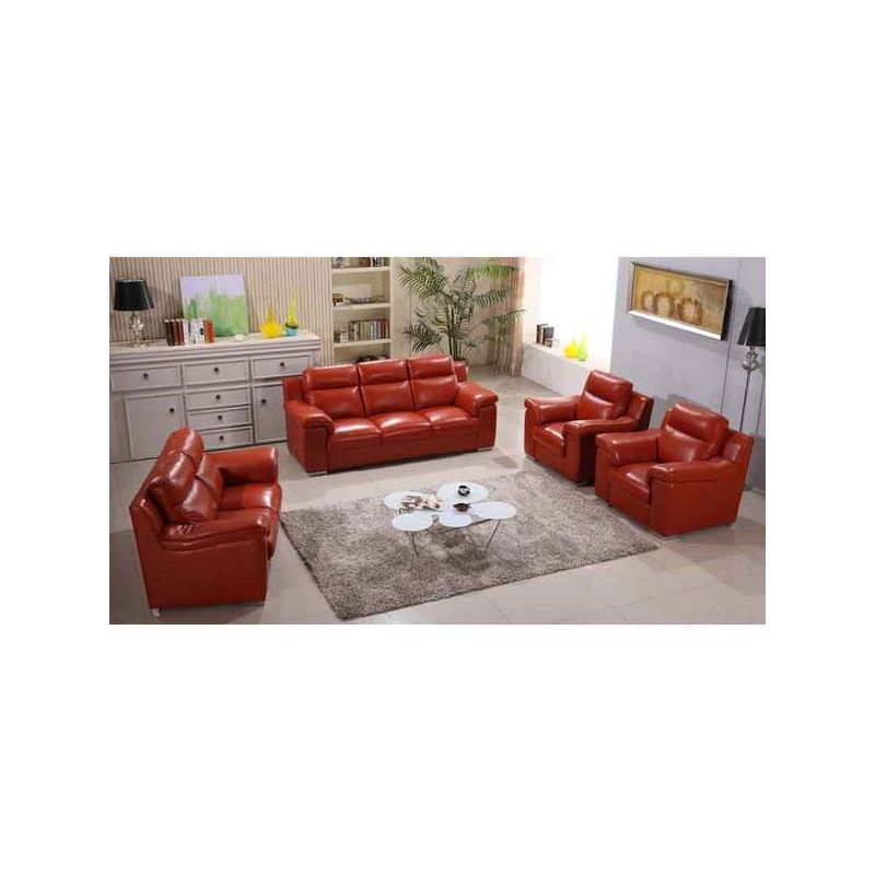 Salon - DON - Cuir bovin top grade - 7 places -  Red|Glotelho Cameroun