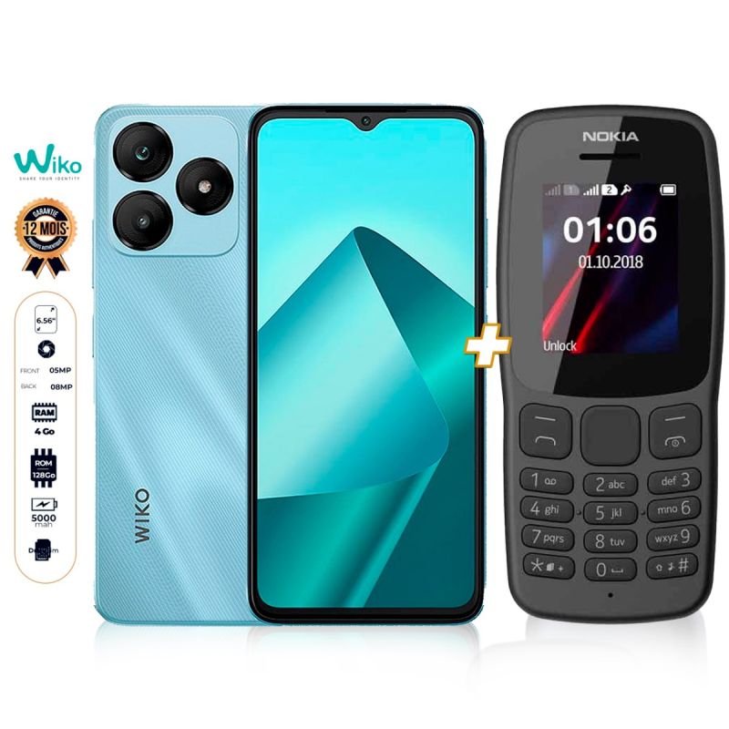 Wiko T20 - 128 Go + Téléphone Nokia 106 