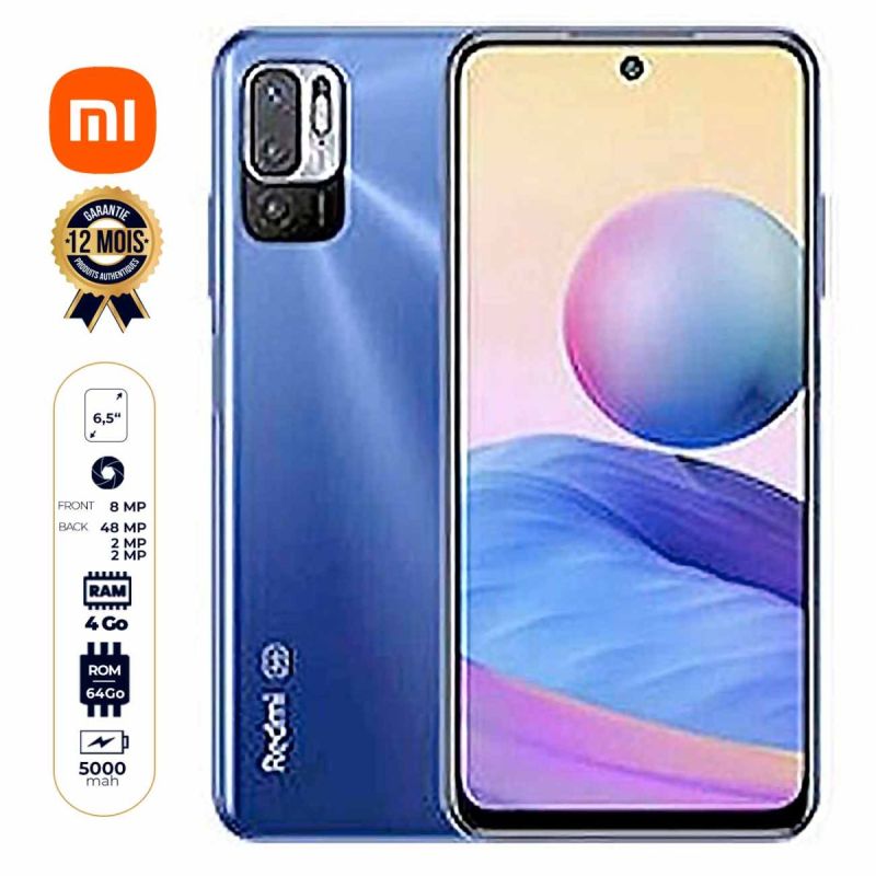 XIAOMI REDMI note 10 5G - 64Go/4Go - 6.5 pouces - 5000 mAh - 48 MP - dual nano sim - 24 mois de garantie|GlotelhoCameroun