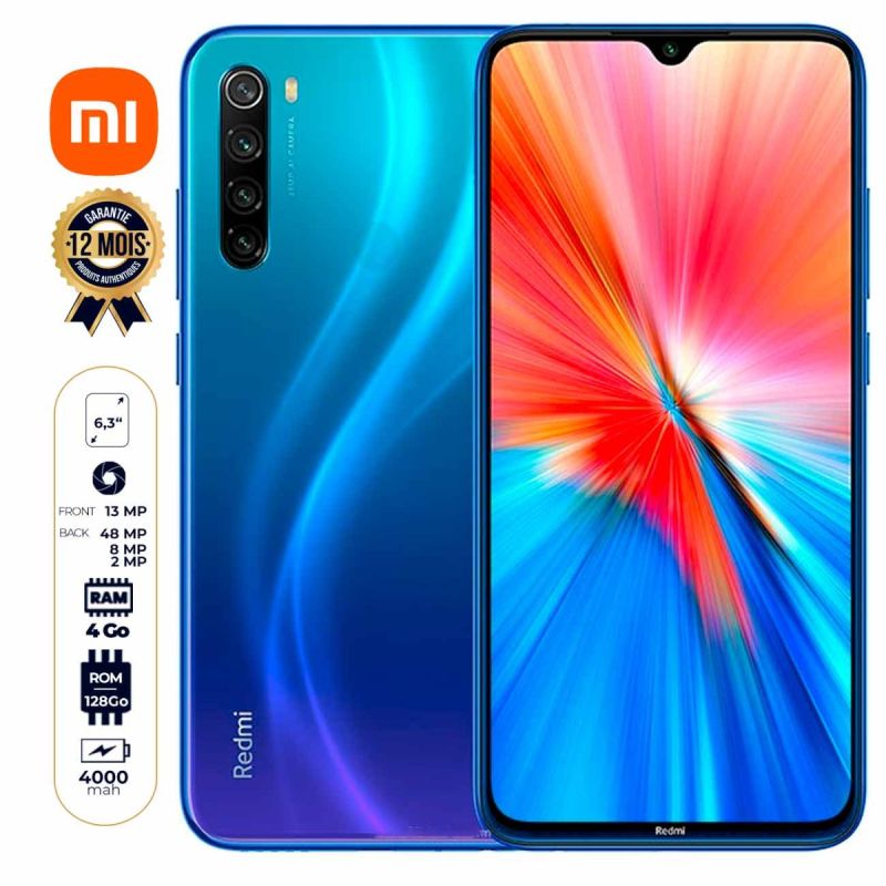 Xiaomi Redmi Note 8 2021- 128Go/4Go - 6.3" - 48MP+8MP+2MP+2MP /13MP - 4000mA - Garantie 12 Mois|Glotelho Cameroun