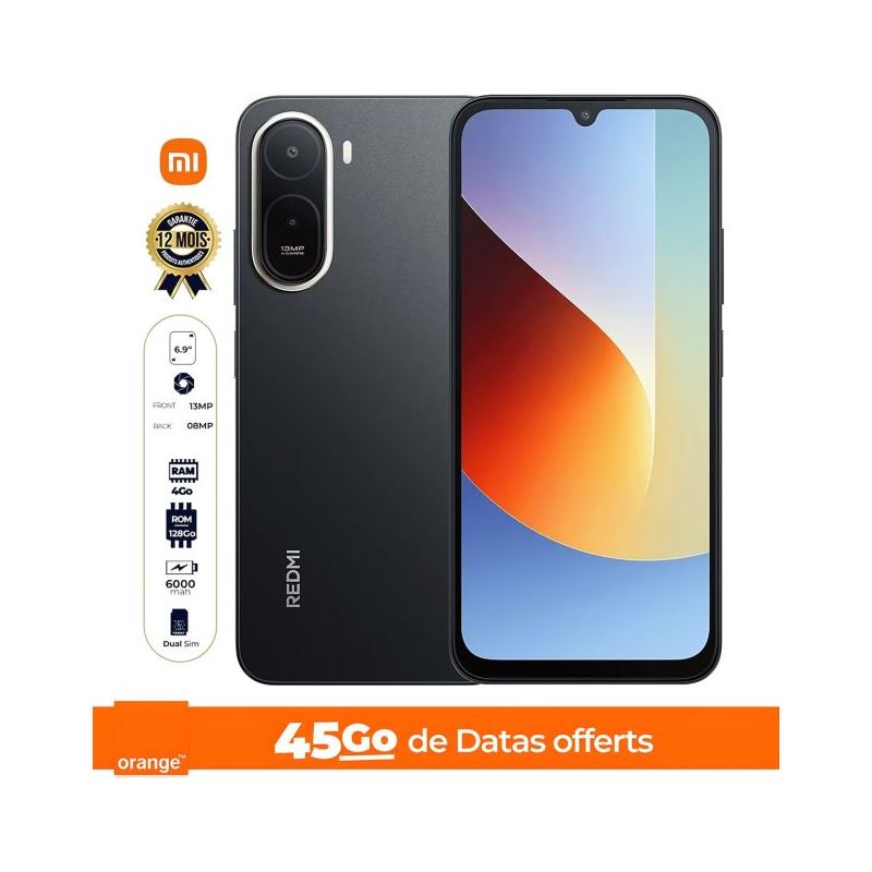 Xiaomi Redmi A7 Pro - 128 Go - 4Go RAM - 6.9" - 2 Nano SIM - 13 MP/8 MP - 6000mAh - Garantie 18 mois + 45GB de data Offert + Bouilloire Électrique - 2 Litres - ICONA 