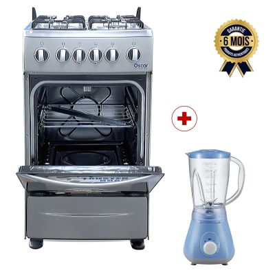 Pack Cuisine Oscar - Cuisinière à Gaz 4 Feux 50x50 cm avec Allumage Automatique - CHAMPAGNE + Blender Roch 2-en-1 OFFERT