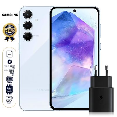 Samsung Galaxy A55 5G - 128 Go - 8Go RAM + Boitier de recharge original Samsung