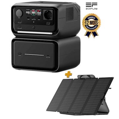 Pack  Station énergie EcoFlow RIVER 3 Plus 286 Wh -EU-CBOX + Batterie EB600 - 572 Wh + Panneau Solaire 160W Ecoflow - Garantie 12 mois