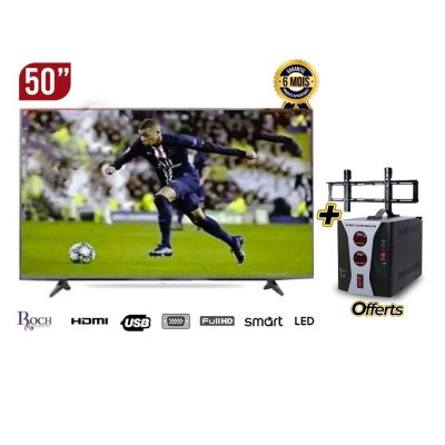  TV Smart ROCH 50 pouces - RH-LE50DSA- B - Full HD - DVB T2, S2 - Android - Avec support murale noir + Régulateur de tension Numérique ROCH - 1000 VA - USB 