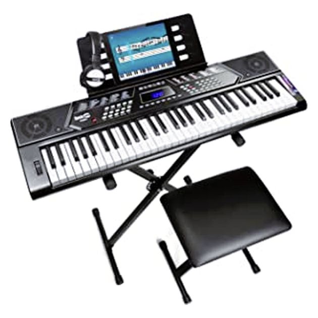 Clavier Piano 49 Touches RockJam - Avec Support Partitions, Autocollants Et Alimentation - Idéal Débutants Et Simply Piano