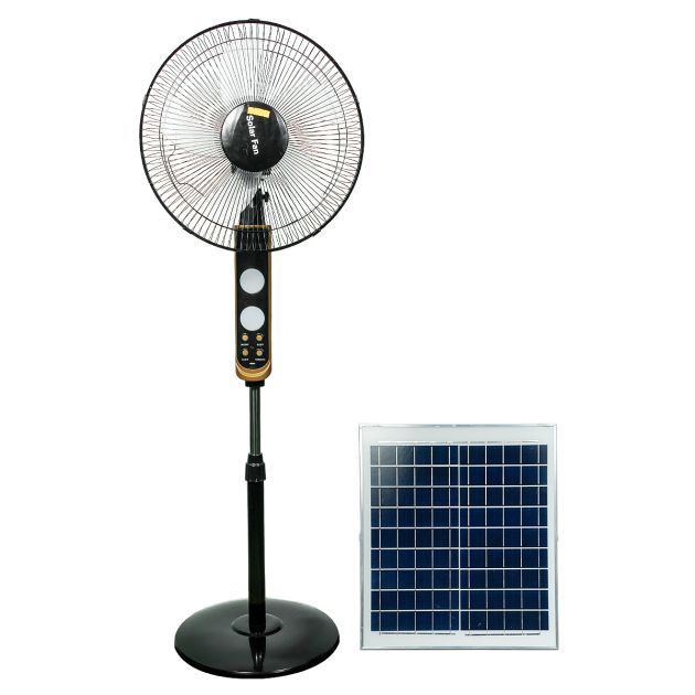 Ventilateur sur pied solaire portable de 16 pouces avec fonction rechargeable de 15 W et panneau solaire pour une utilisation dans le salon Ventilateur sur pied solaire portable de 16 pouces avec fonction rechargeable de 15 W et panneau solaire pour une utilisation dans le salon
