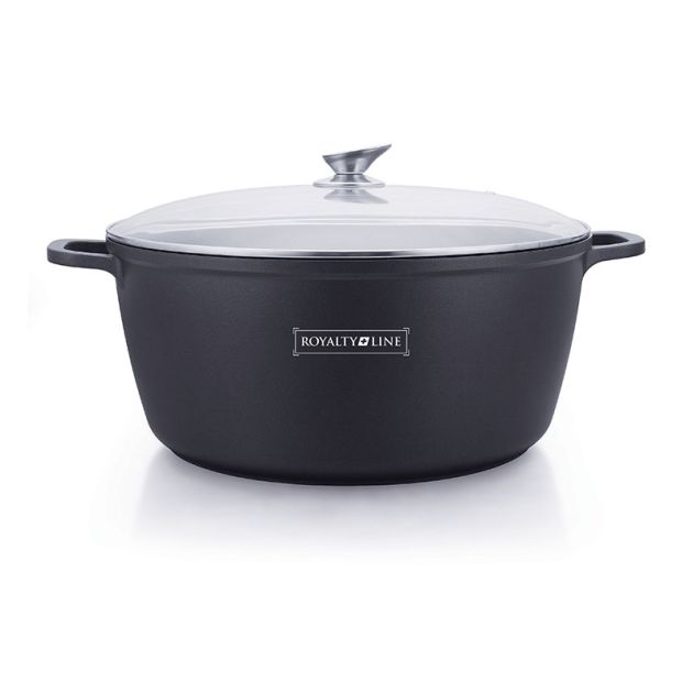 Royalty Line Set 2 Pentole Alte Antiaderente - 28cm 10.5L E 24cm 7L, Per Induzione E Tutti I Fuochi, Coperchio Vetro