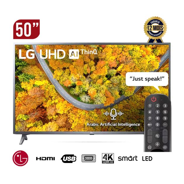 Smart TV LG 50 pouces UHD 4K 50UP7550PVG HDR THINQAI
