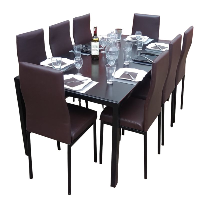 Salle a manger chocolat 8places vendue a glotelho Cameroun.