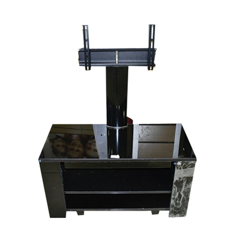 Meuble TV Moderne - Vitre et bois - K2-114-S1 - Avec Accroche écran - Noir