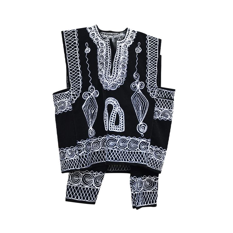 Tenue traditionnelle pour enfants en Toghu - Boubou et pantalon - Avec broderies blanches - (Prix en fcfa) | Glotelho Cameroun