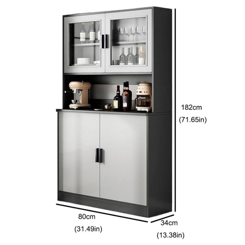 Buffet moderne en bois à 3 niveaux avec portes vitrées et placards, vendu sur Glotelho au prix Cameroun.