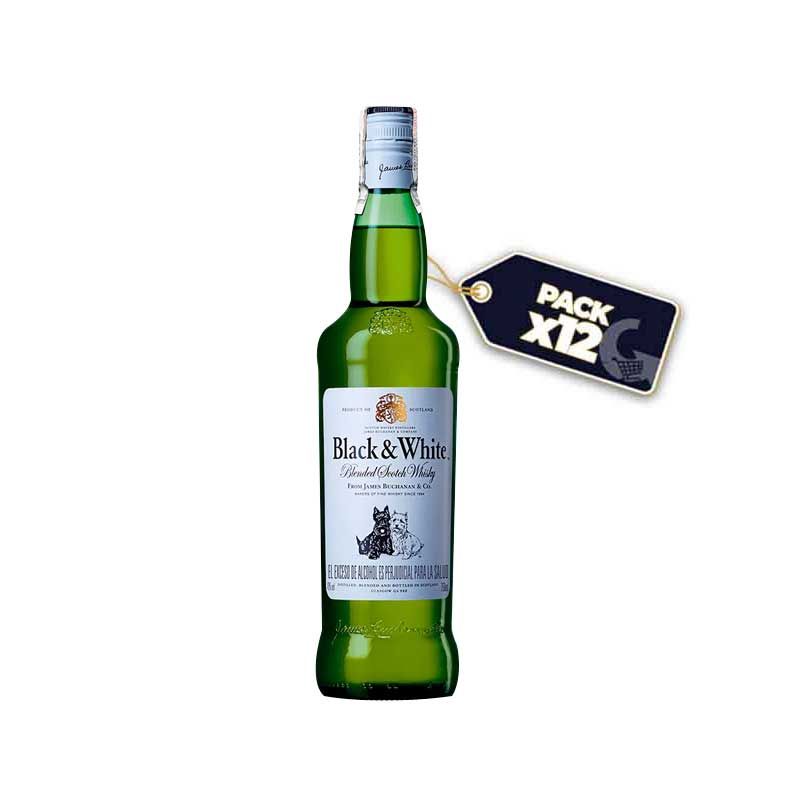 Carton de Black and White - 12 bouteilles - 75 cl - Whisky l Glotelho Cameroun