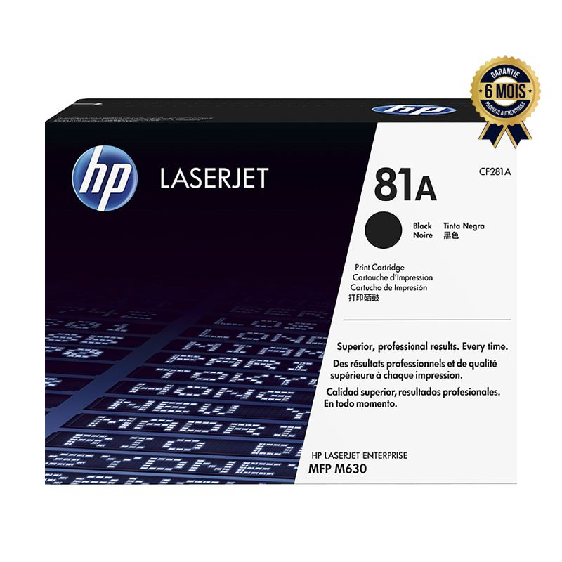 Cartouche de Toner Noir authentique - HP 81A (CF281A) - 6 Mois