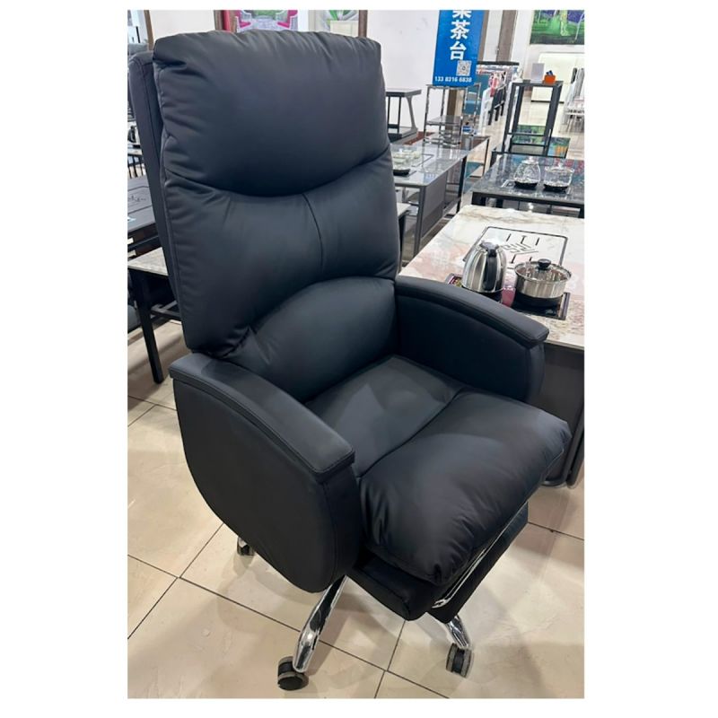 Chaise de bureau ergonomique – HB2503044 – Cuir Cat’s Paw – Noir – Accoudoirs – Pivotante – Roulettes – Pliable – Piètement aluminium – Style direction