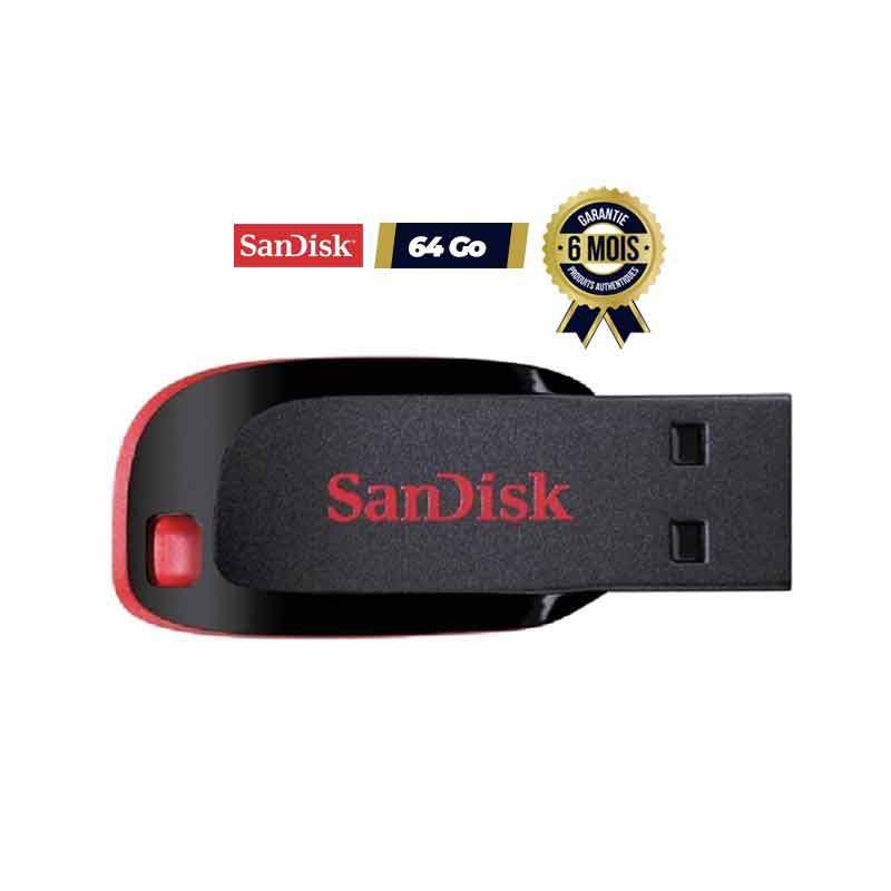 Clé USB 2.0 SanDisk Cruzer Blade 64 Go | Glotelho Cameroun