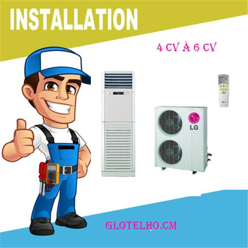 Installation Climatiseur Armoire 4 Cv à 6 Cv - Installation Dos à Dos + 2 Support Metal de L'unité Externe et Interne /glotelho