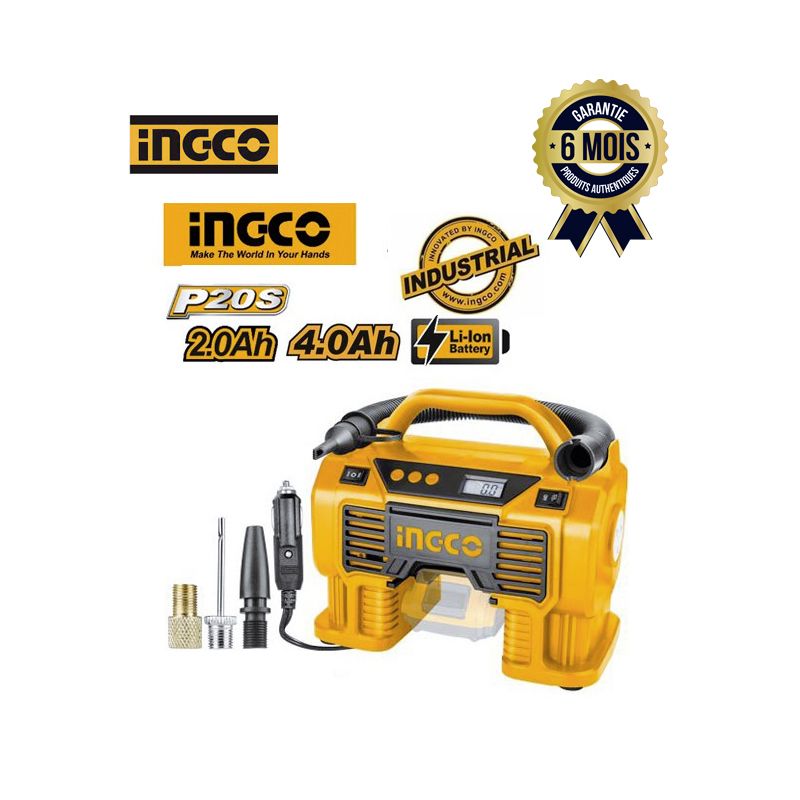 Compresseur D'air Automatique 20V 11bar - INGCO CACLI2002 - Sans Batterie | Glotelho Cameroun