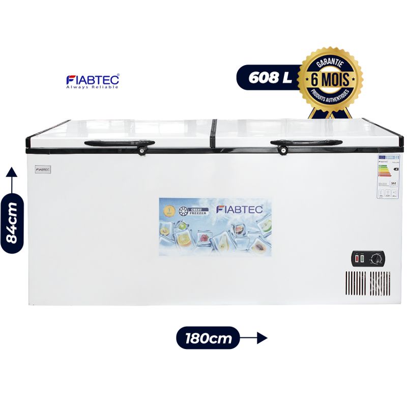 Congélateur coffre à vitres coulissantes – FIABTEC - FTCFQ-608 – 608 Litres – Classe Éco A+ – prix Cameroun