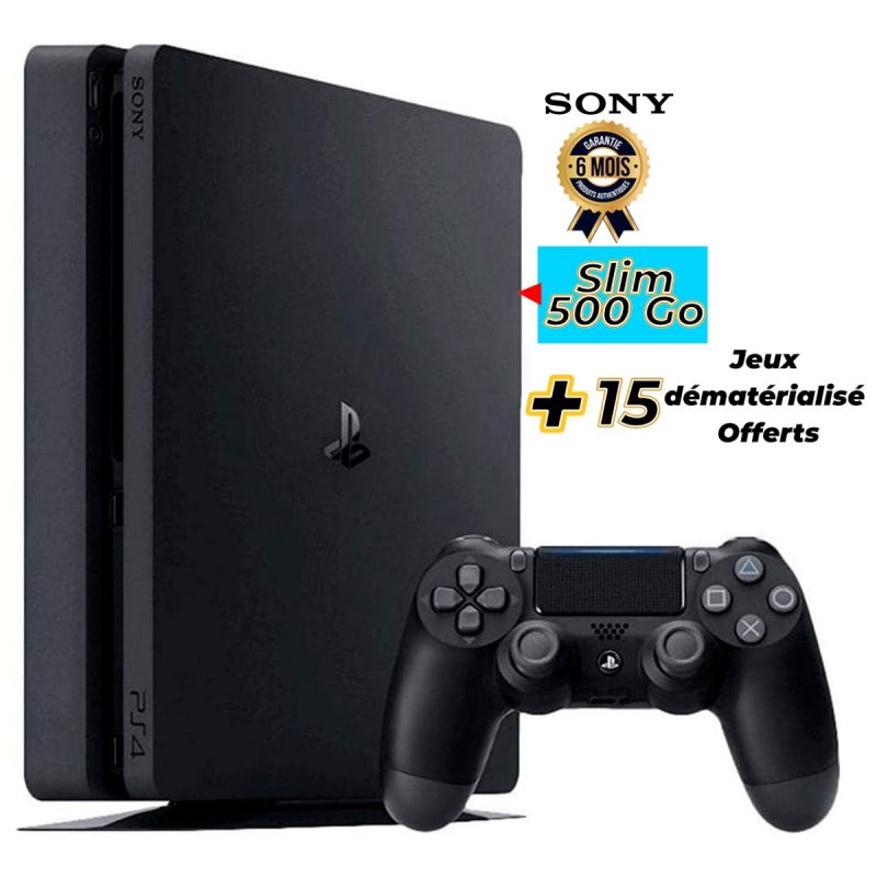 Console Sony Playstation 4 Slim 500 Go + 15 Jeux offerts, garantie 6 mois, au prix Cameroun.