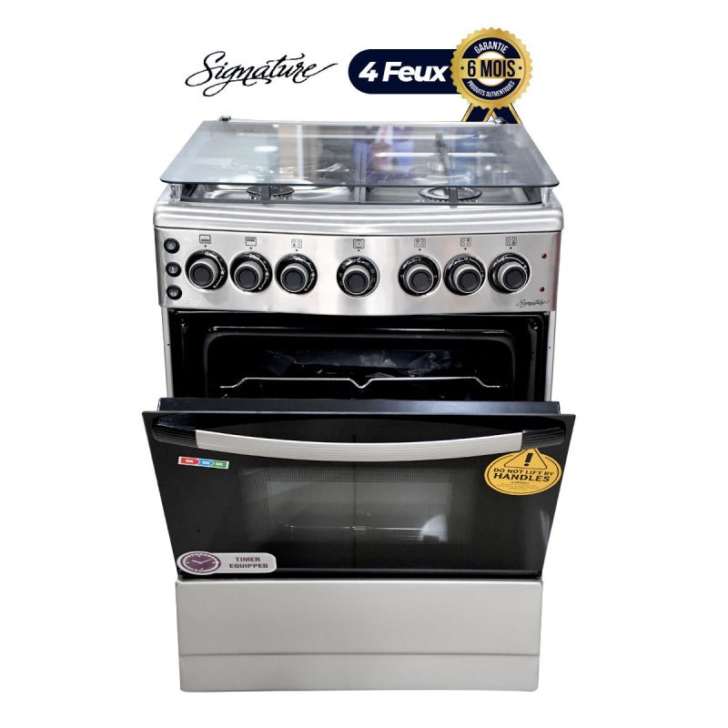 Cuisinière Signature - 4 Foyers 60x60  - Inox avec plaque chauffant (Prix en fcfa) | Glotelho Cameroun