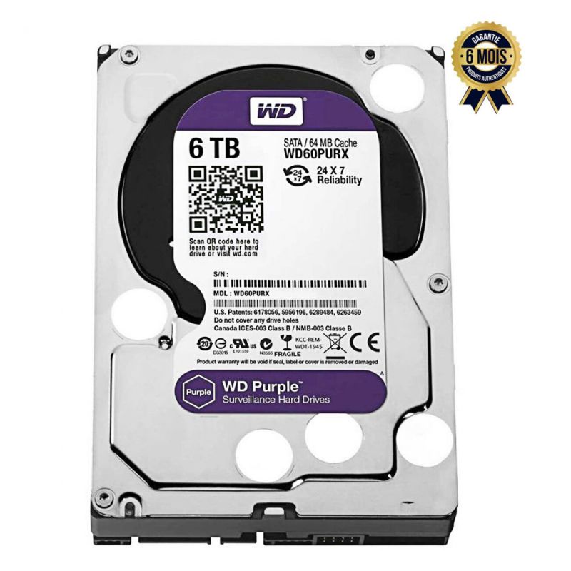 Disque dur SATA - 6To - Western Digital - 3.5 WD - Pour vidéosurveillance | Glotelho Cameroun